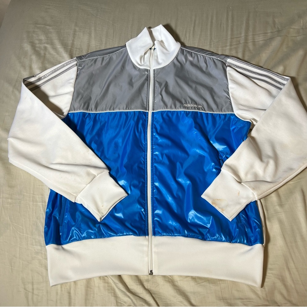Adidas Men's Blue, Gray, and White Windbreaker